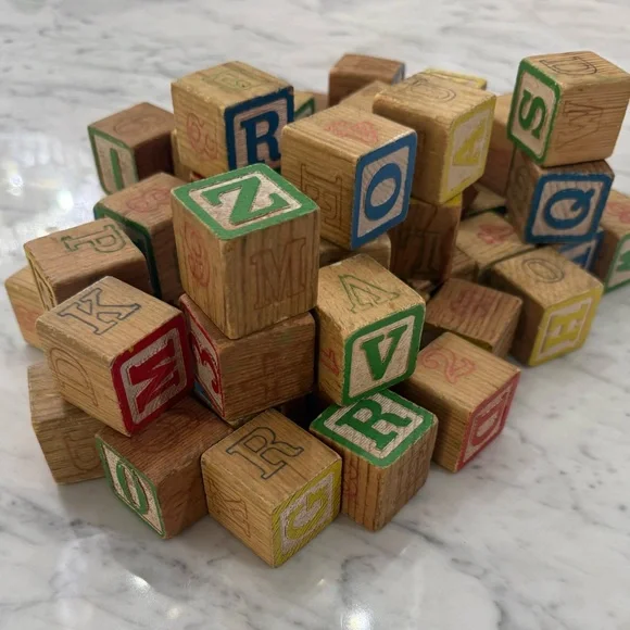 Playskool 1978 Colorful Alphabet & Number Wooden Blocks Large Lot of 62 - Picture 6 of 9